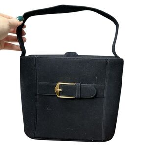 Bienen-Davis Vintage Black Suede Top Handle Bag